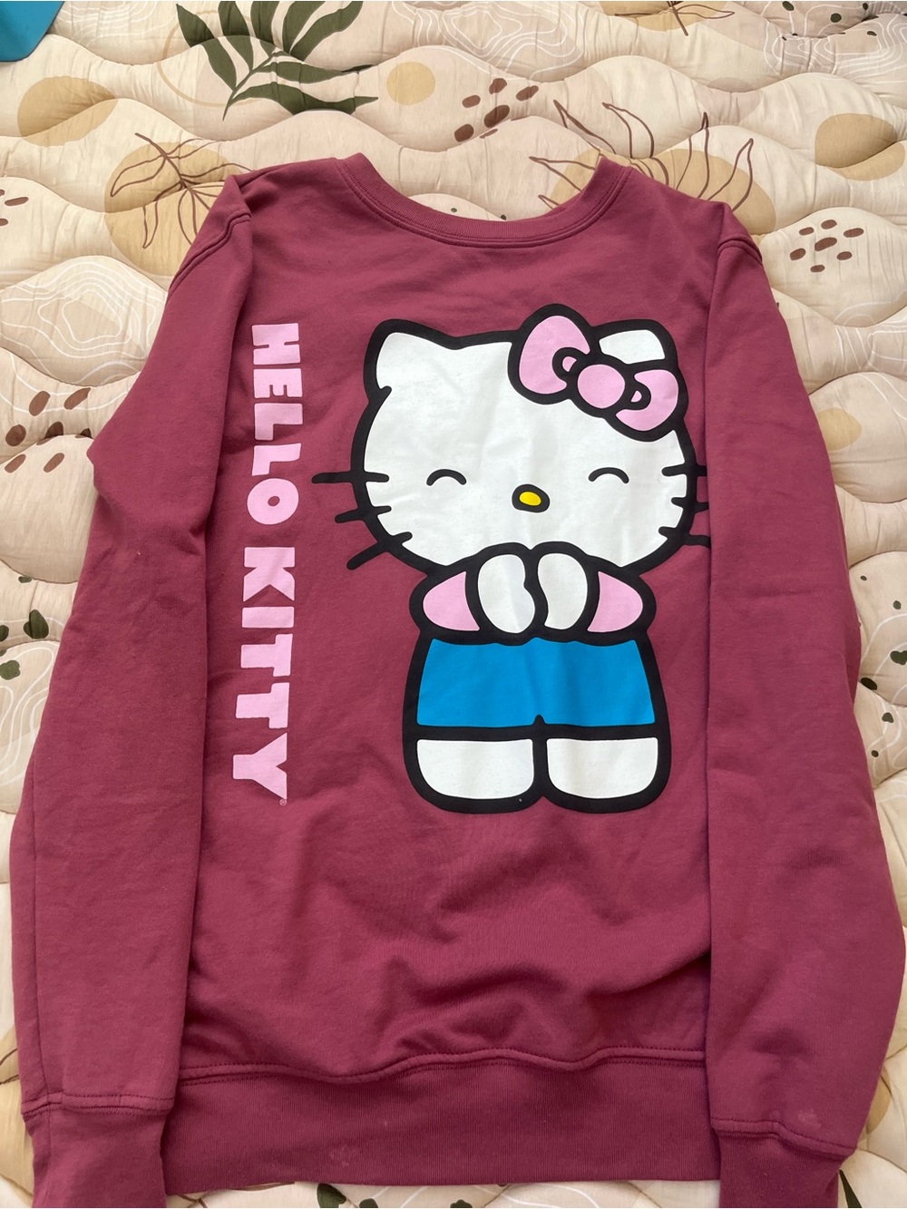 Hello Kitty Girls' Berry Pink Graphic Sweatshirt with Blue Accent